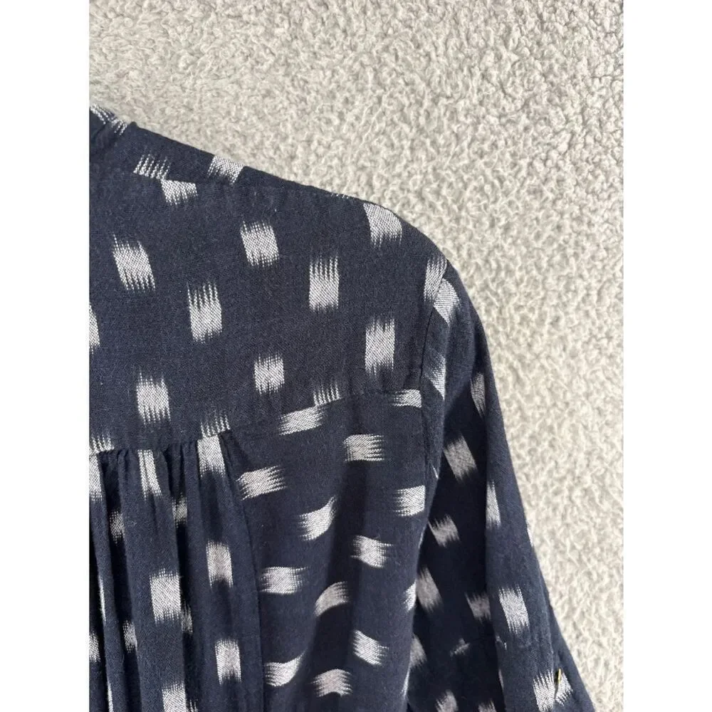 Ulla Johnson Corsica Dress Size 2 Navy Indigo Ikat Cotton Tie Waist Mini
